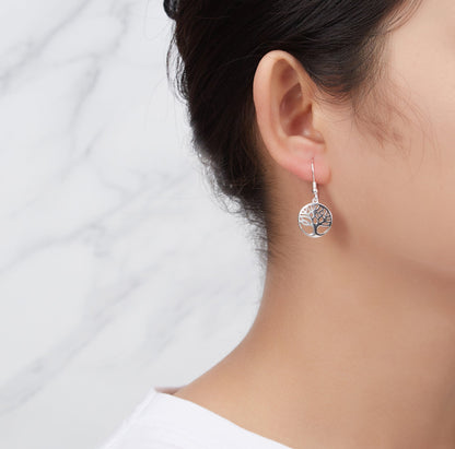 Sterling Silver Tree of Life Drop Earrings