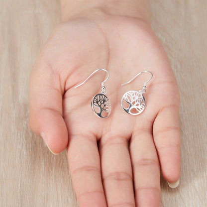 Sterling Silver Tree of Life Drop Earrings