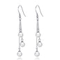 Sterling Silver Triple White Pearl Drop Earrings