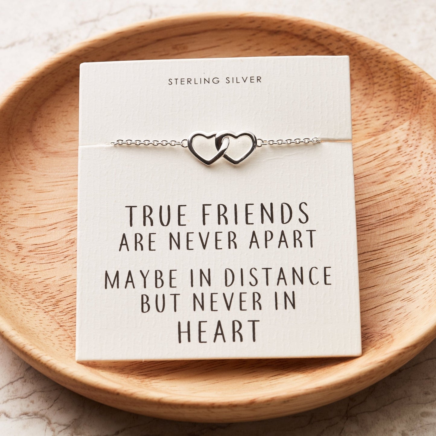 Sterling Silver True Friendship Heart Link Bracelet