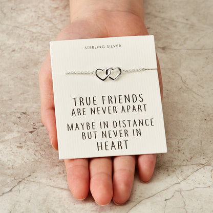 Sterling Silver True Friendship Heart Link Bracelet