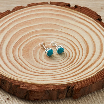 Sterling Silver Turquoise Earrings Created with Zircondia® Crystals