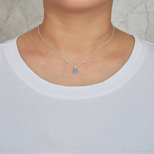 Sterling Silver Turquoise Necklace Created with Zircondia® Crystals