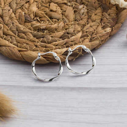 Sterling Silver Twist Hoop Earrings
