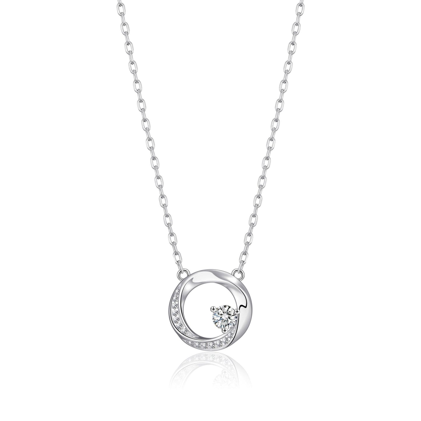 Sterling Silver Twisted Circle Necklace Created with Zircondia® Crystals