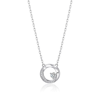Sterling Silver Twisted Circle Necklace Created with Zircondia® Crystals