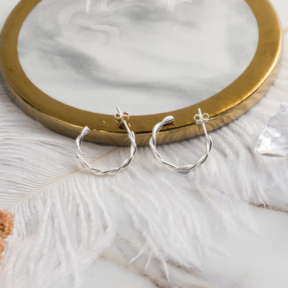 Sterling Silver Twisted Knot Hoop Earrings