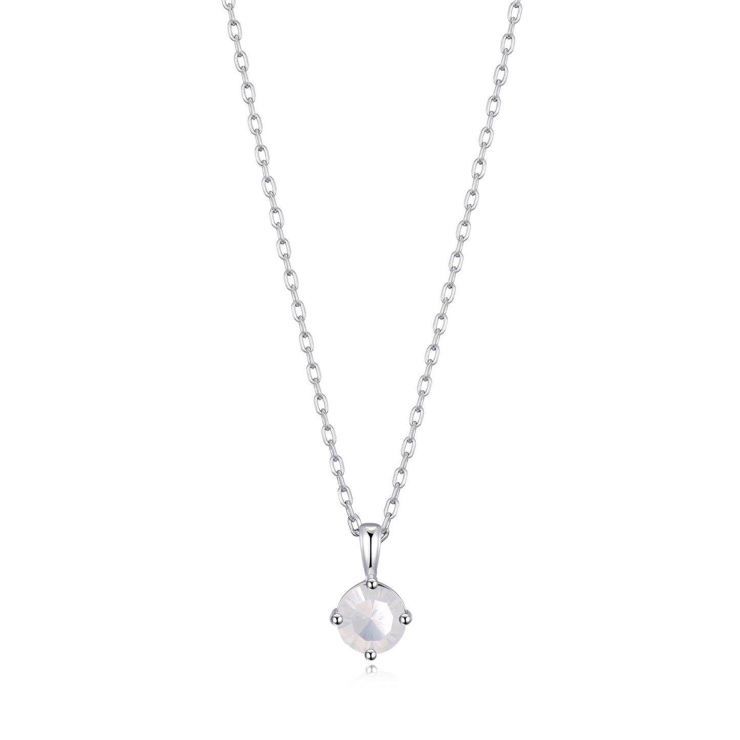 Collier en argent sterling et opale blanche créé avec des cristaux Zircondia®