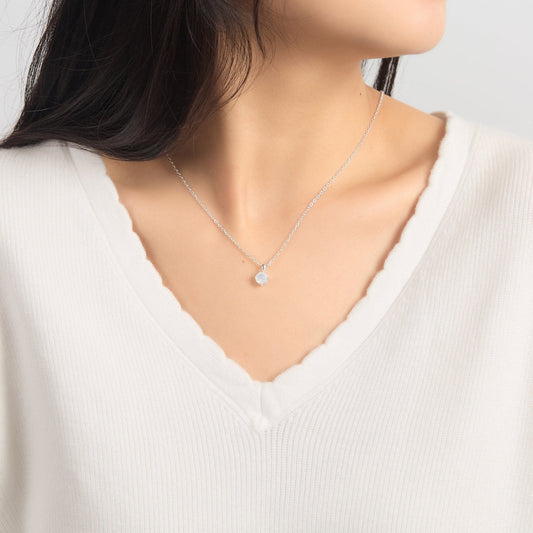 Sterling Silver White Opal Necklace Created with Zircondia® Crystals