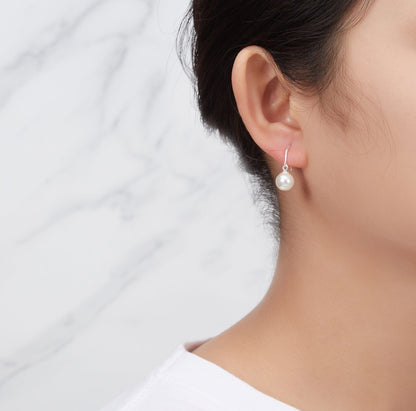 Sterling Silver White Pearl Drop Earrings