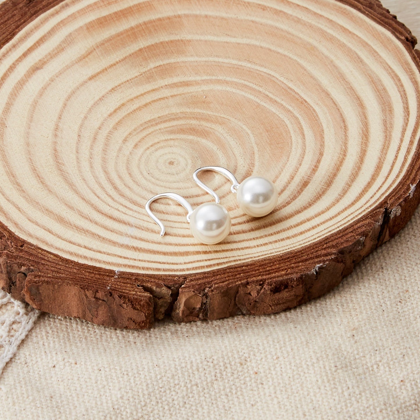 Sterling Silver White Pearl Drop Earrings