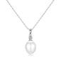 Sterling Silver White Pearl Drop Necklace Created with Zircondia® Crystals