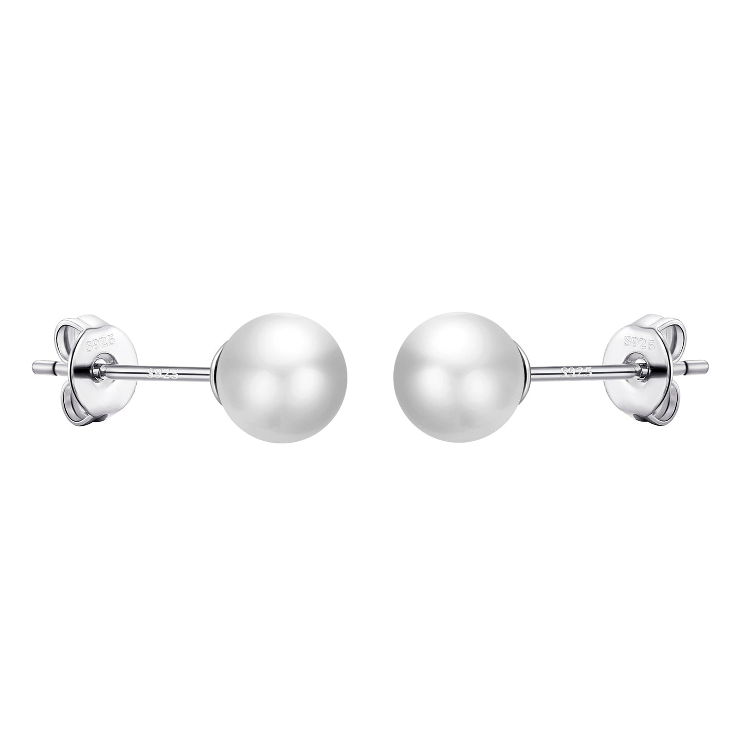 Sterling Silver White Shell Pearl Earrings