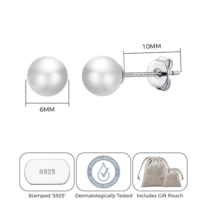 Sterling Silver White Shell Pearl Earrings