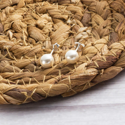 Sterling Silver White Shell Pearl Earrings