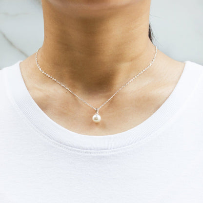 Sterling Silver White Shell Pearl Necklace