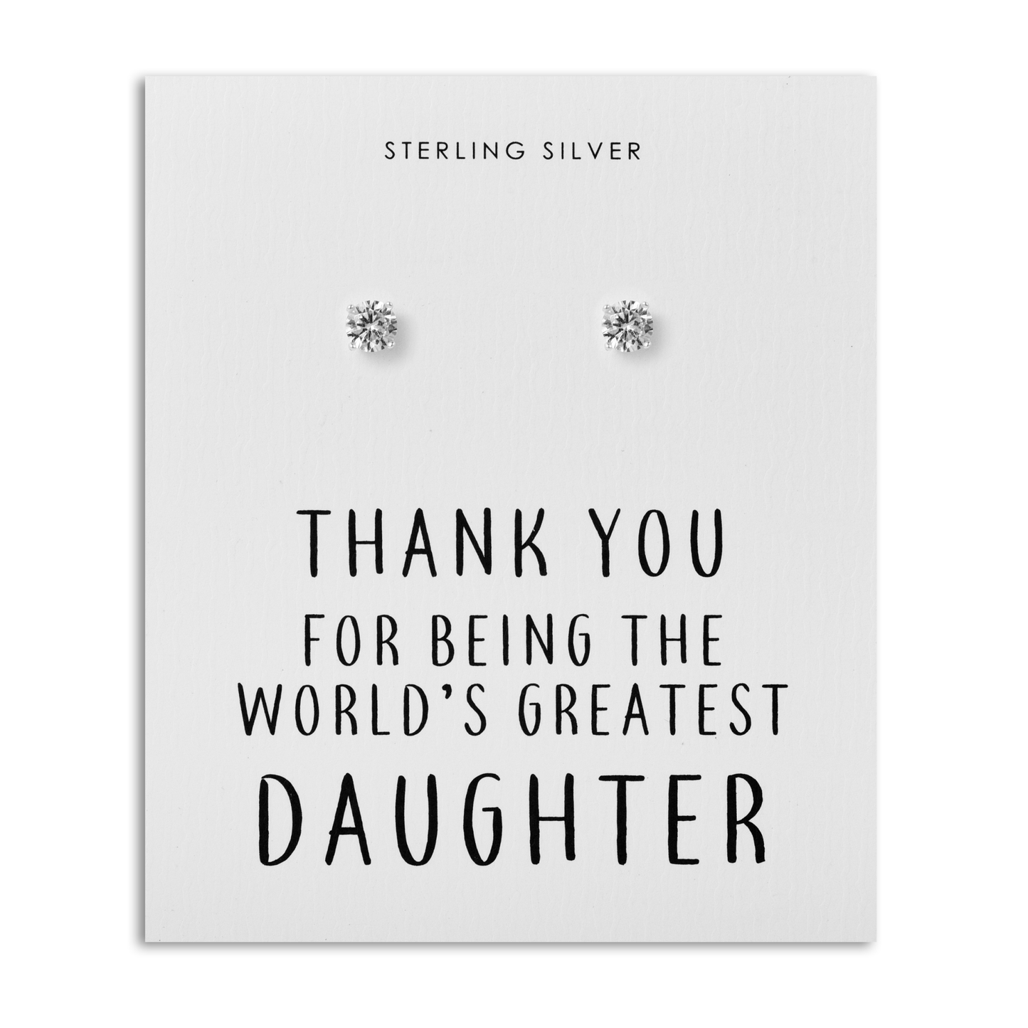 Sterling Silver World's Greatest Daughter Crystal Earrings