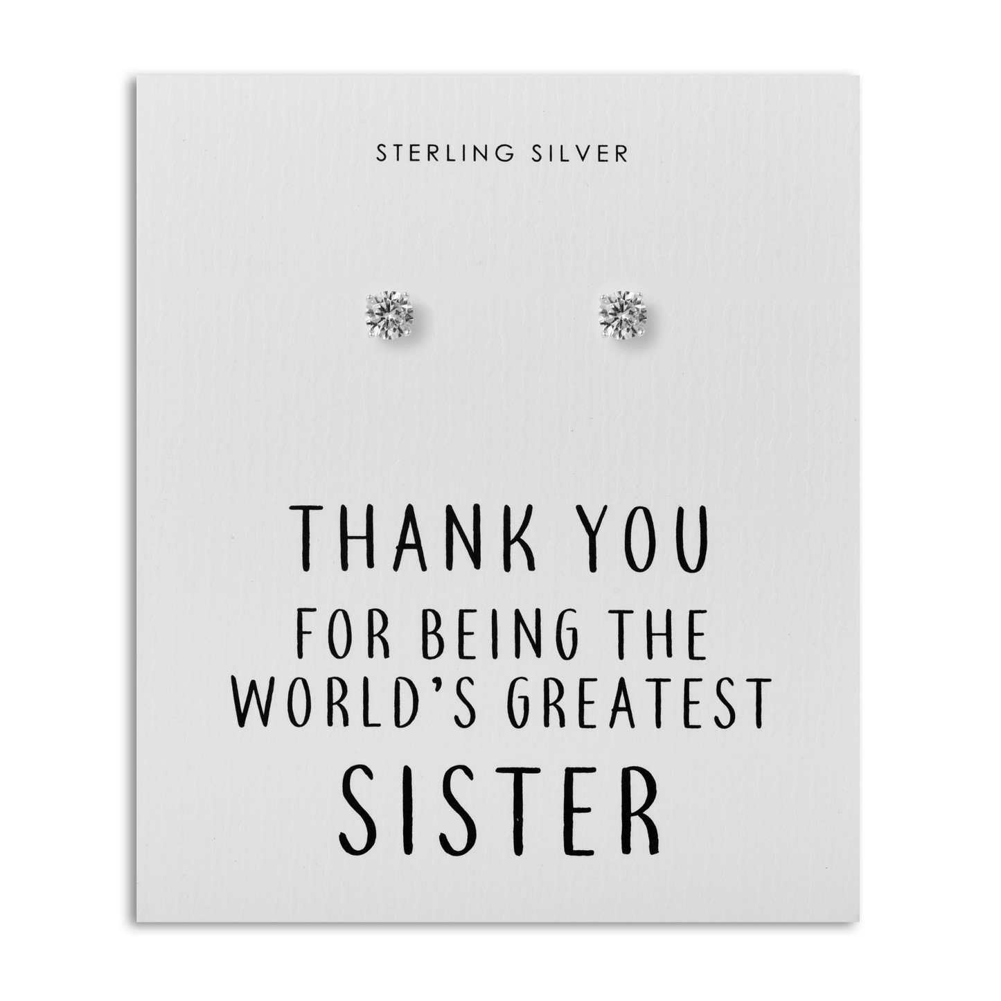 Sterling Silver World's Greatest Sister Crystal Earrings