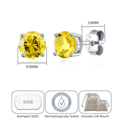 Sterling Silver Yellow Earrings Created with Zircondia® Crystals