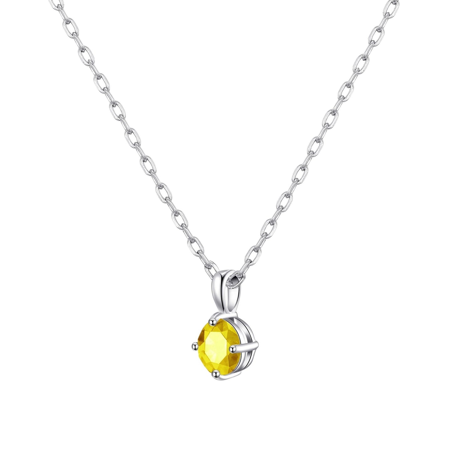Sterling Silver Yellow Necklace Created with Zircondia® Crystals