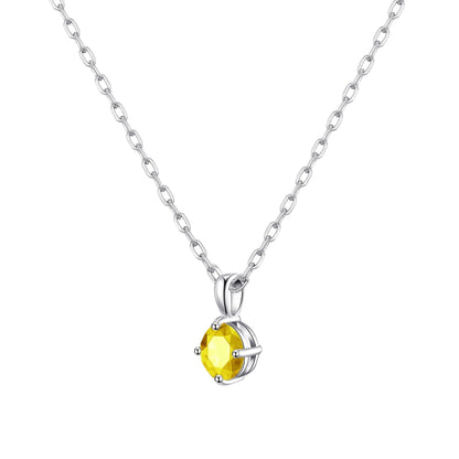 Sterling Silver Yellow Necklace Created with Zircondia® Crystals