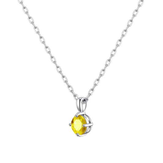 Sterling Silver Yellow Necklace Created with Zircondia® Crystals