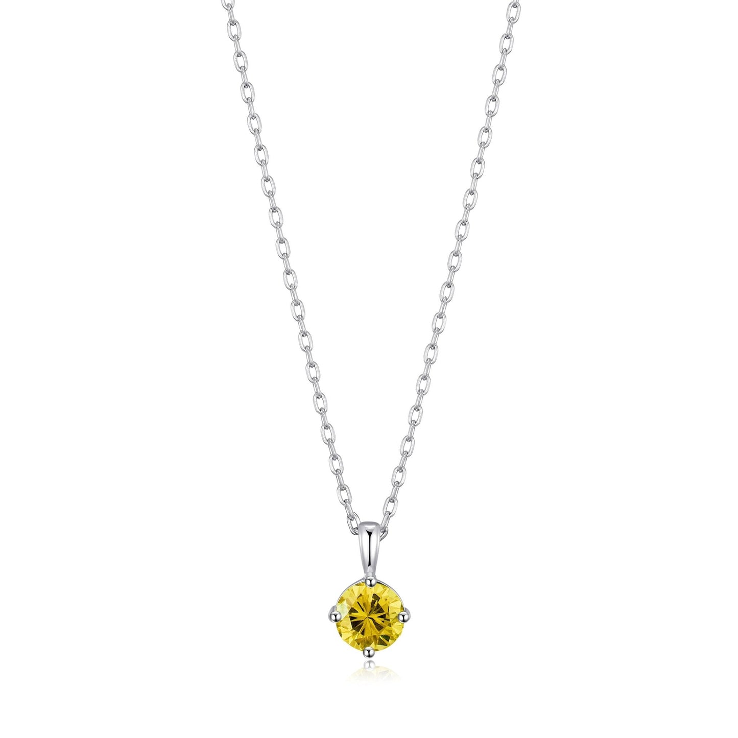 Sterling Silver Yellow Necklace Created with Zircondia® Crystals