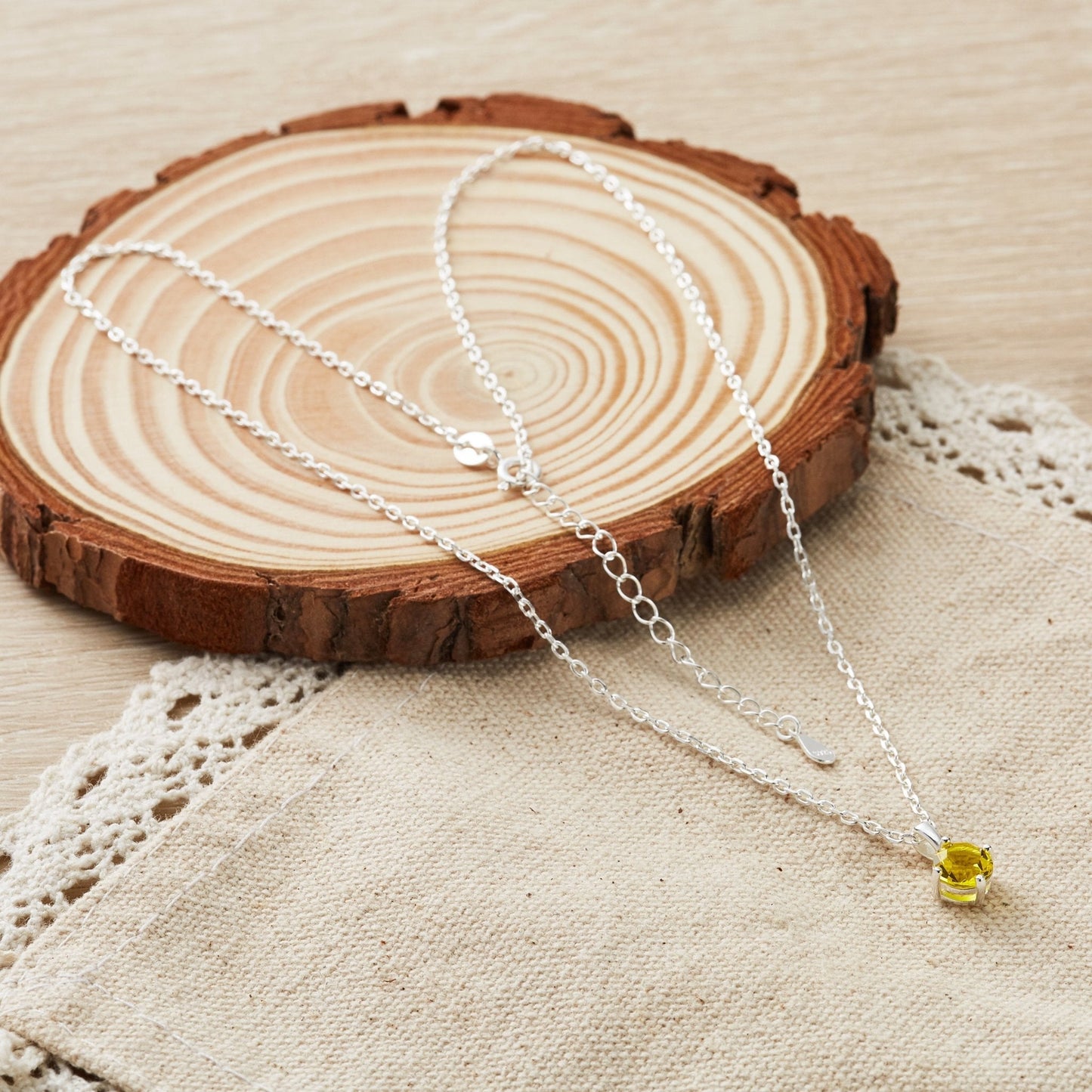 Sterling Silver Yellow Necklace Created with Zircondia® Crystals