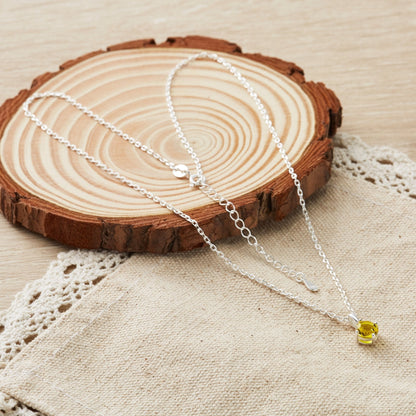 Sterling Silver Yellow Necklace Created with Zircondia® Crystals