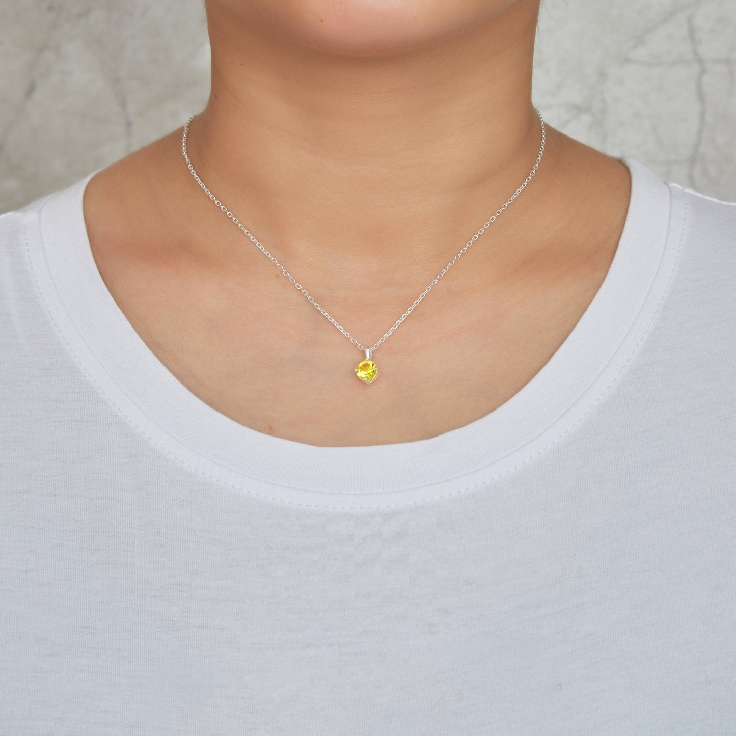 Sterling Silver Yellow Necklace Created with Zircondia® Crystals