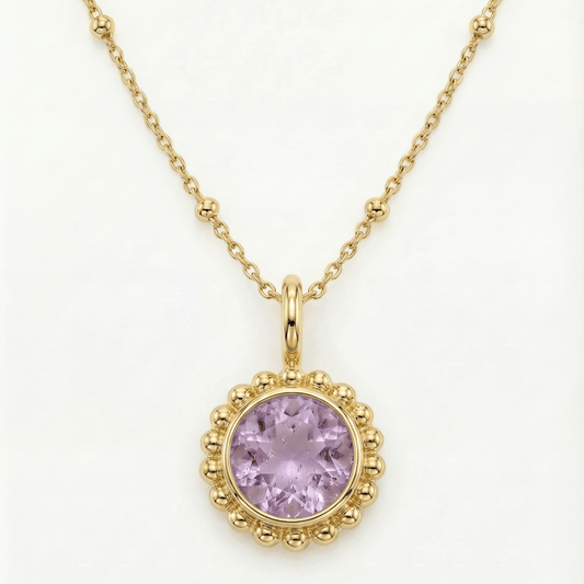 Sunburst Necklace - Amethyst in Gold or Silver