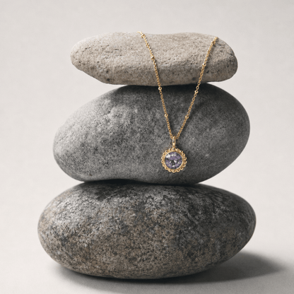Sunburst Necklace - Amethyst in Gold or Silver