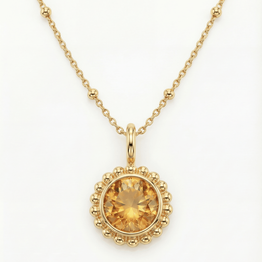Sunburst Necklace - Citrine in Gold or Silver