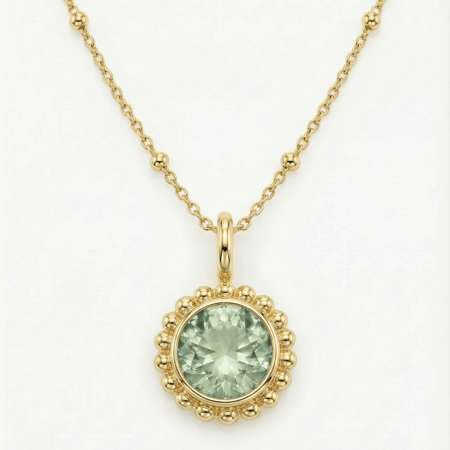 Sunburst Necklace - Green Quartz in Gold or Silver