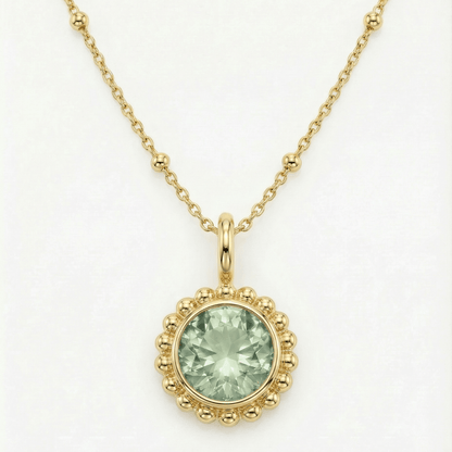 Sunburst Necklace - Green Quartz in Gold or Silver