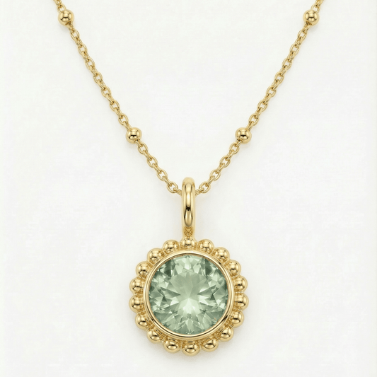 Sunburst Necklace - Green Quartz in Gold or Silver
