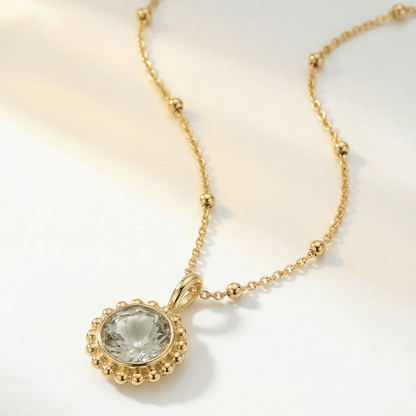 Sunburst Necklace - Green Quartz in Gold or Silver