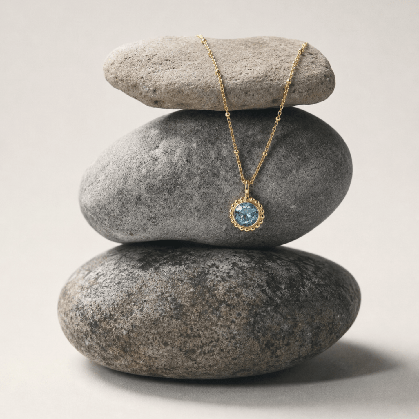 Sunburst Necklace - Sky Blue Topaz in Gold or Silver
