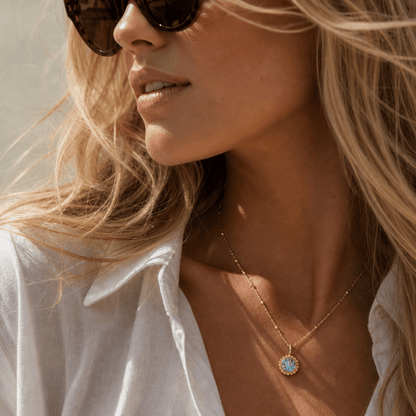 Sunburst Necklace - Sky Blue Topaz in Gold or Silver
