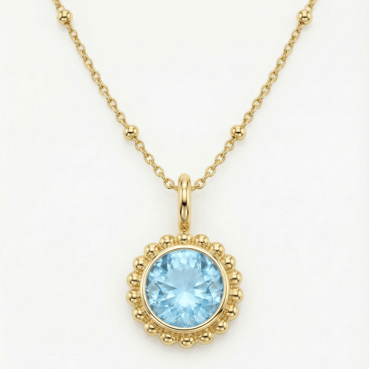 Sunburst Necklace - Sky Blue Topaz in Gold or Silver