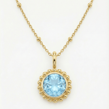 Sunburst Necklace - Sky Blue Topaz in Gold or Silver