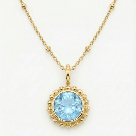 Sunburst Necklace - Sky Blue Topaz in Gold or Silver