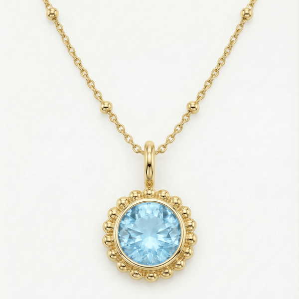 Sunburst Necklace - Sky Blue Topaz in Gold or Silver