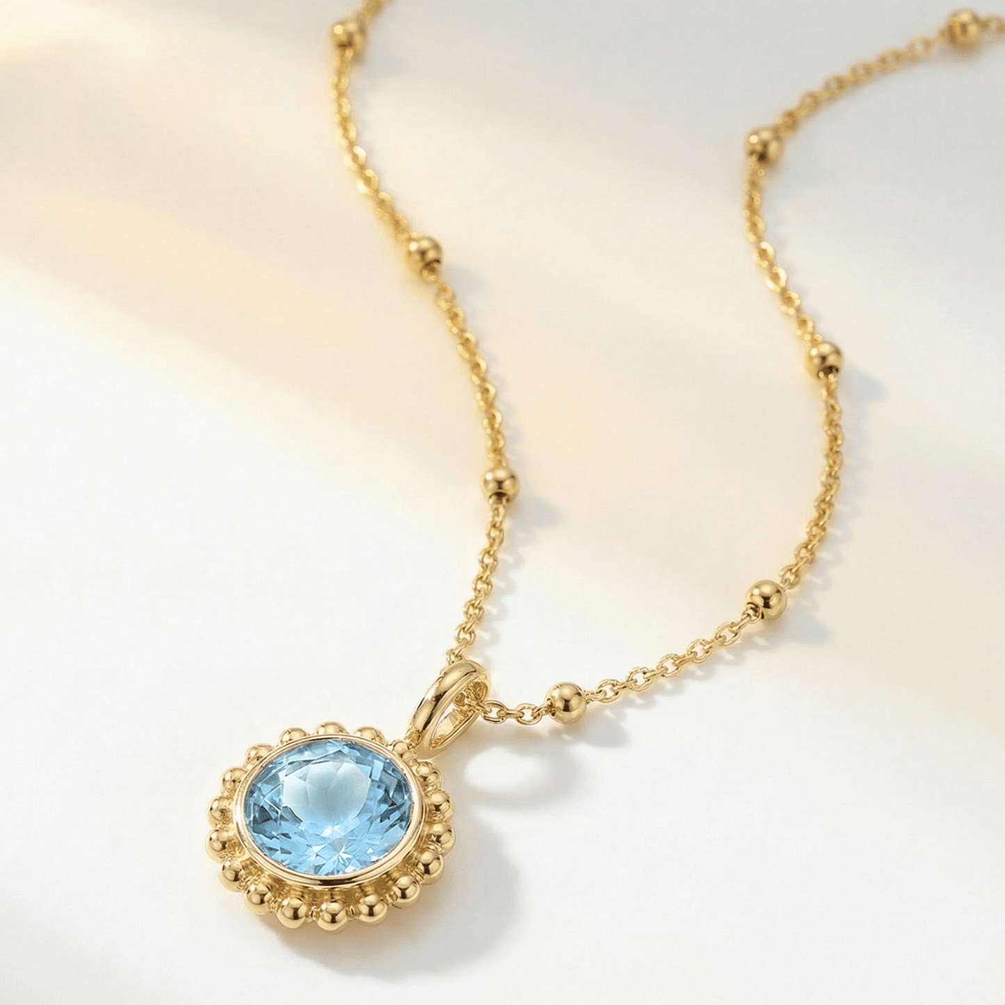 Sunburst Necklace - Sky Blue Topaz in Gold or Silver