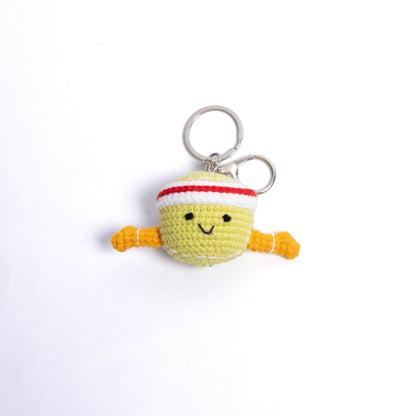 Crochet Tennis Ball & Racket Bag Charm – Adorable Handmade Accessory for Tennis Bags