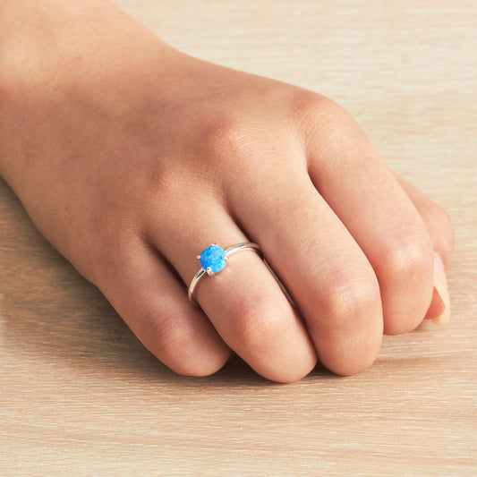 Synthetic Blue Opal Adjustable Ring