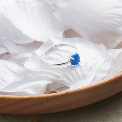 Synthetic Blue Opal Adjustable Ring with Quote Card