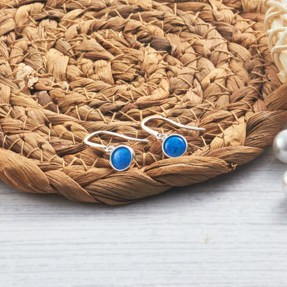 Synthetic Blue Opal Drop Earrings