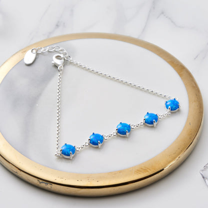 Synthetic Blue Opal Gemstone Bracelet