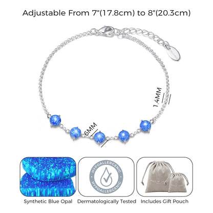 Synthetic Blue Opal Gemstone Bracelet